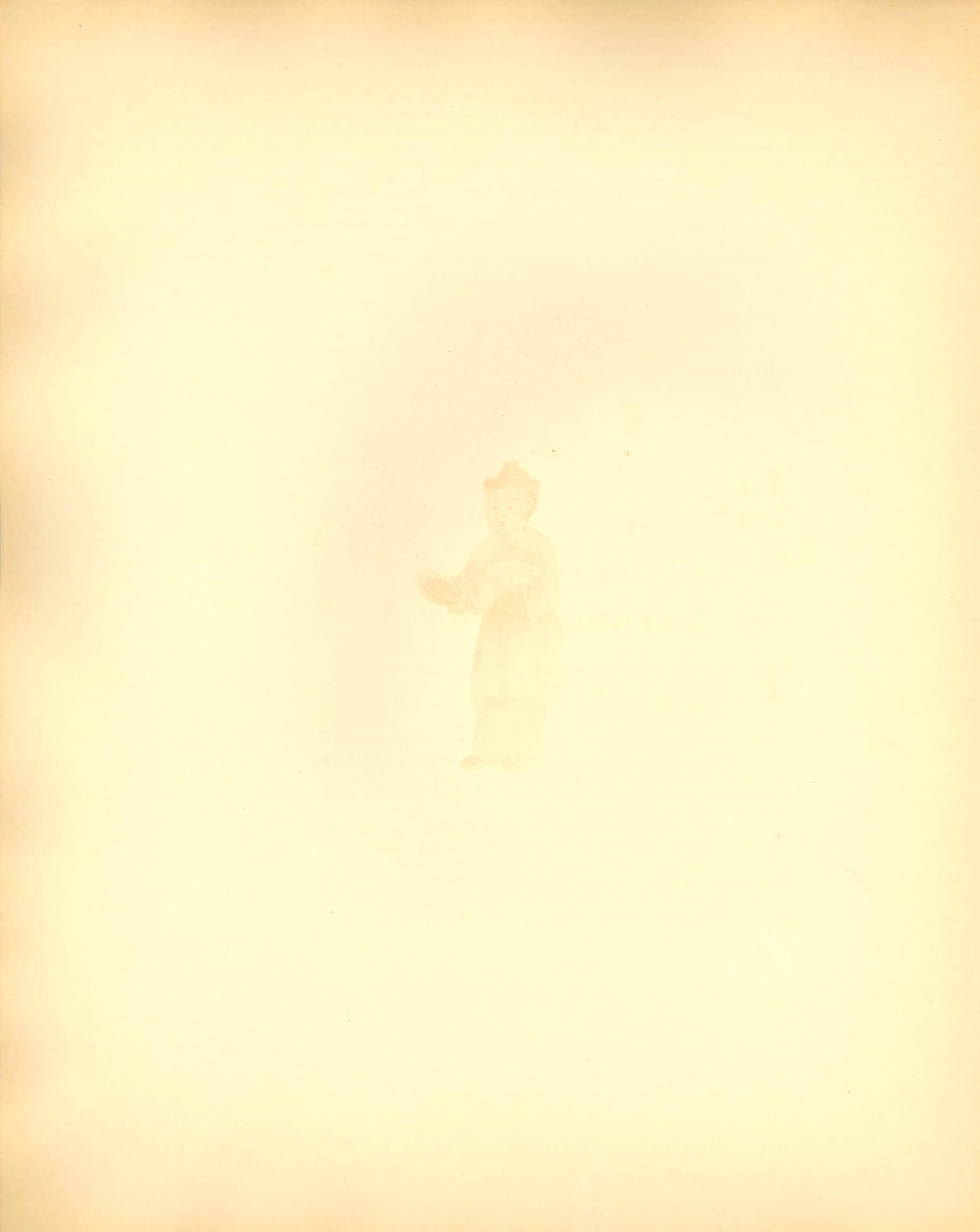 Pendleton Collection Catalog Page: blank page with offset image of a 18th century Chinese figure with a fan