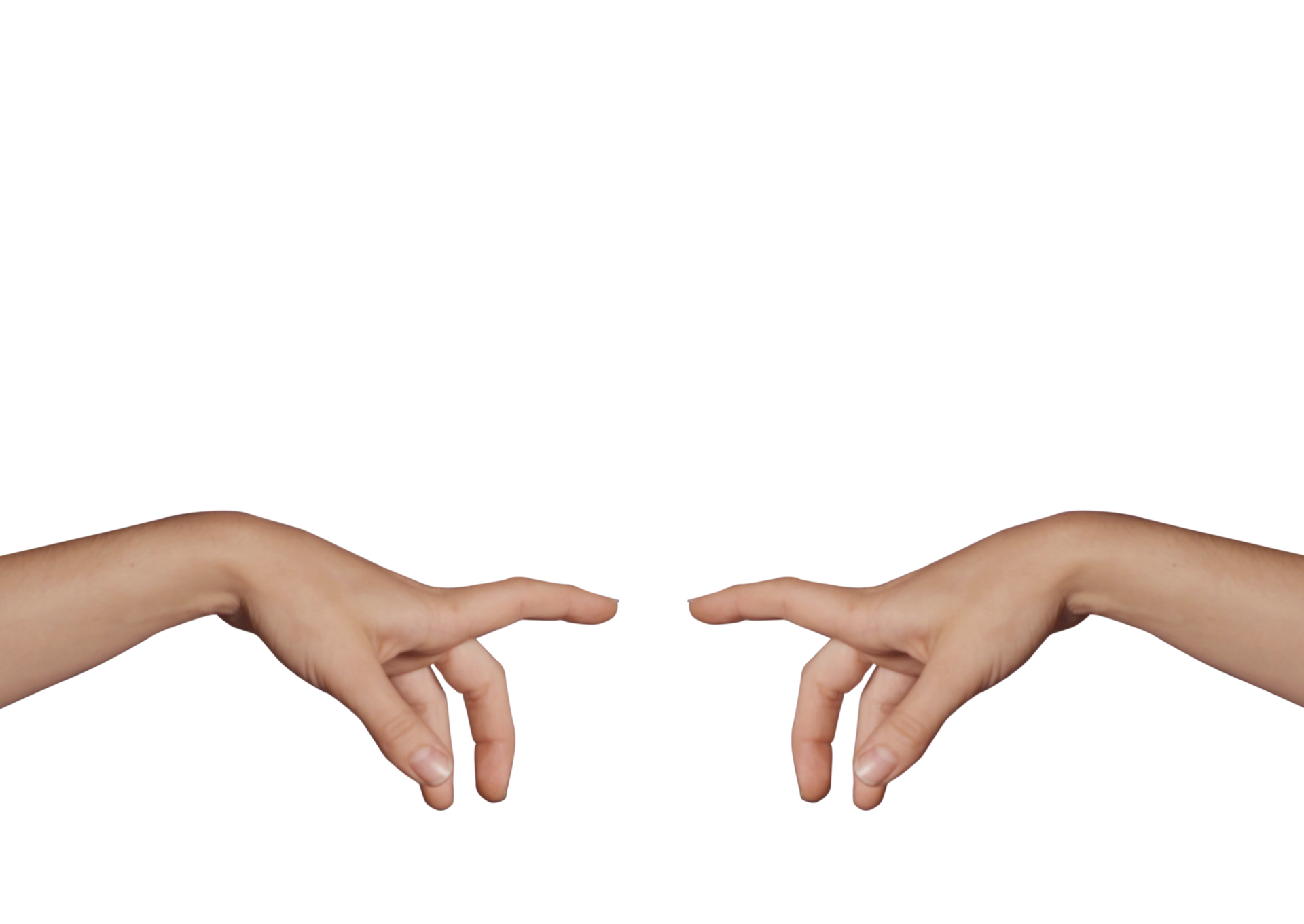 left and right hands of a white woman pointing in a sprezzatura gesture