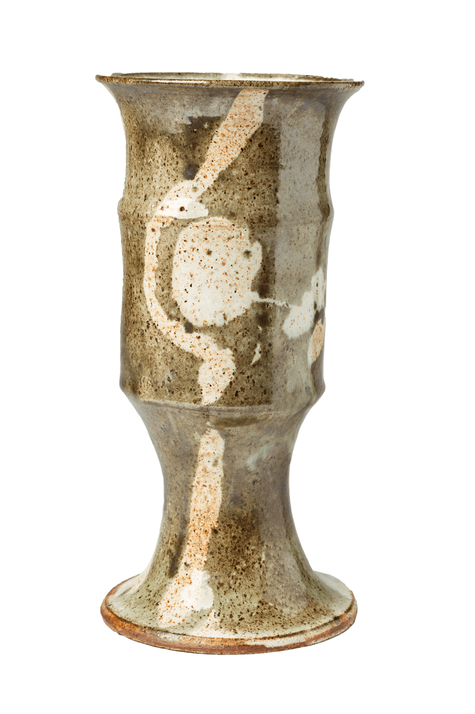 Earthenware vessel with green and brown glaze