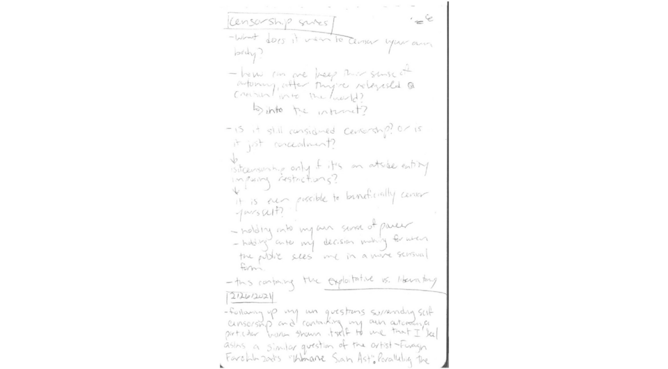 A page from artist Aryana Polat's journal/sketchbook