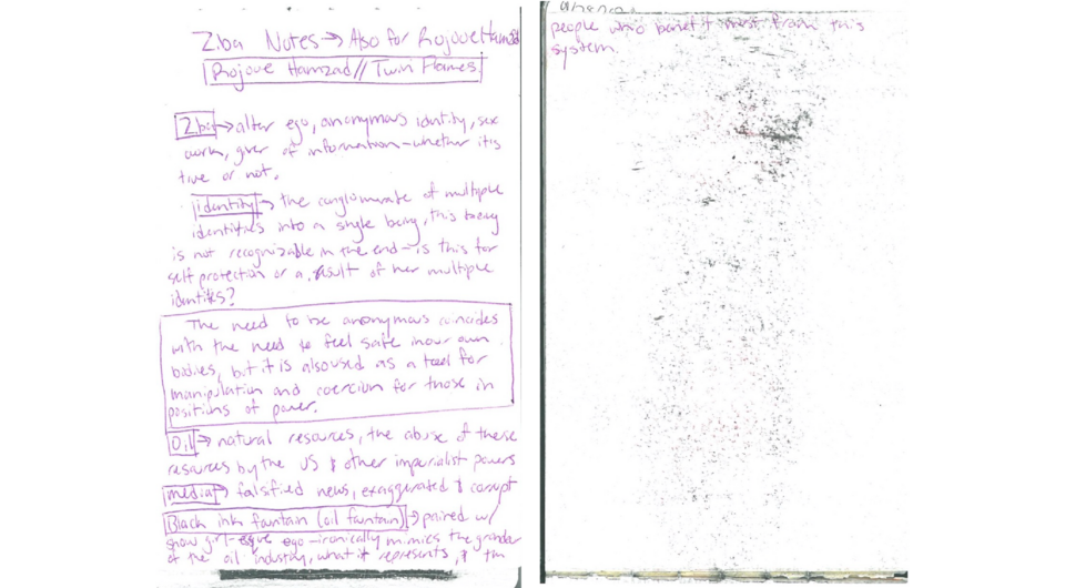 A page from artist Aryana Polat's journal/sketchbook