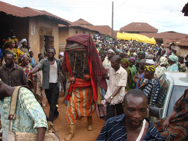 Egungun Atipako—with hand-woven aso ofi textiles. Ibadan, Nigeria. Photo: Bolaji Campbell, 2007