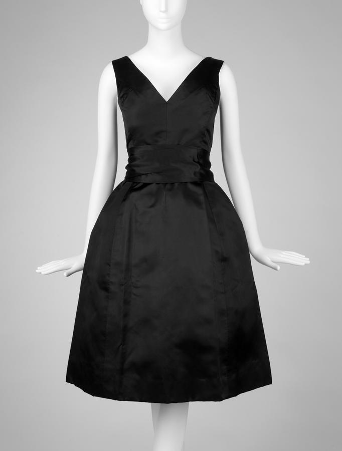 Black silk dress with sash RISD Museum