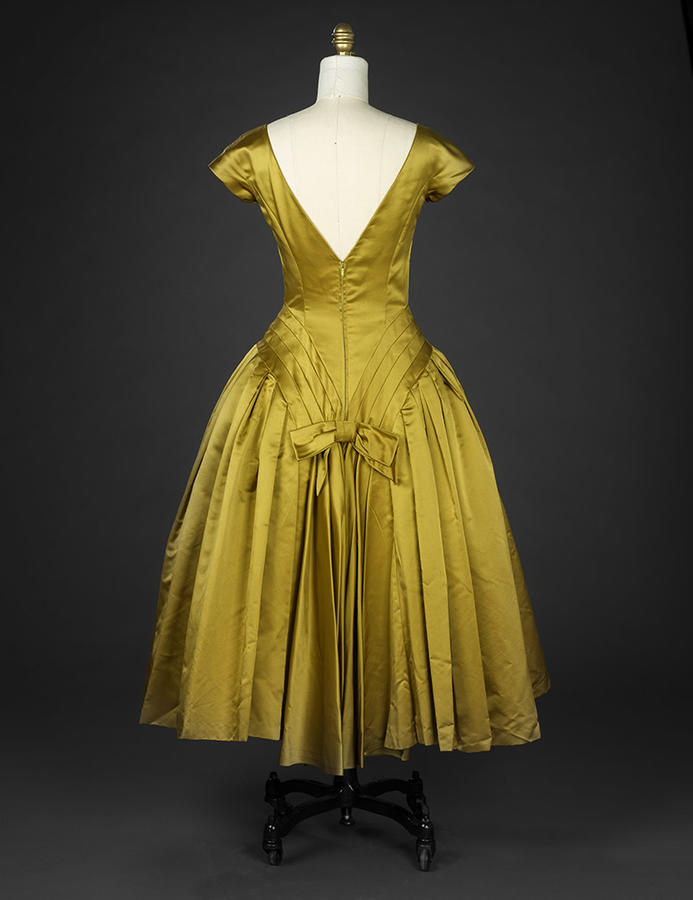 Light-green satin dress with corsage | RISD Museum