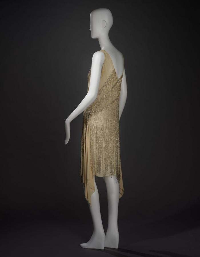 Cream silk dress with beaded fringe | RISD Museum