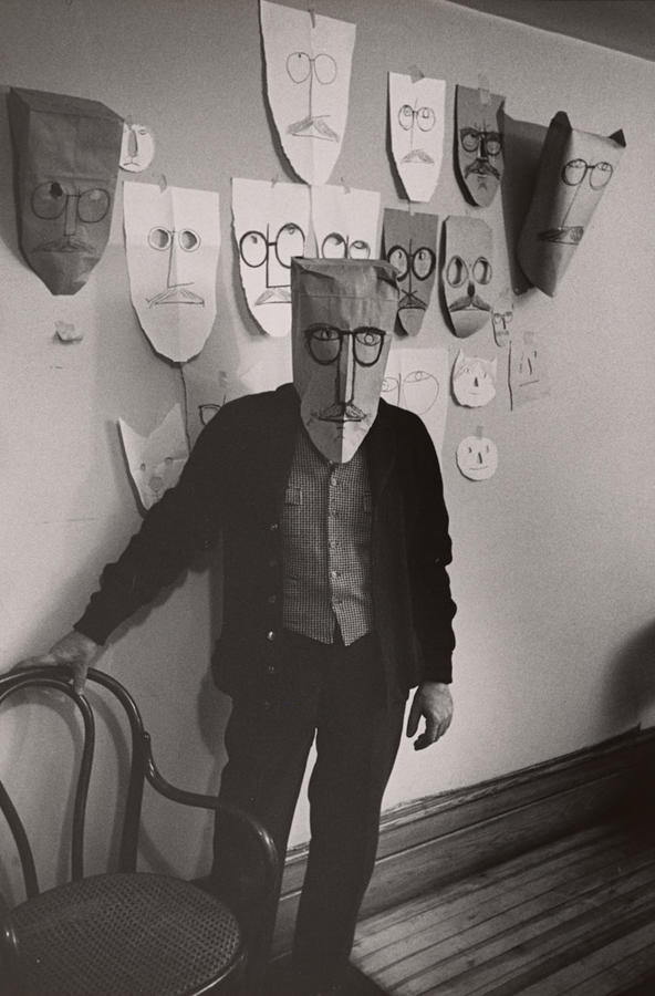 Saul Steinberg Posing with Masks, Manhattan RISD Museum